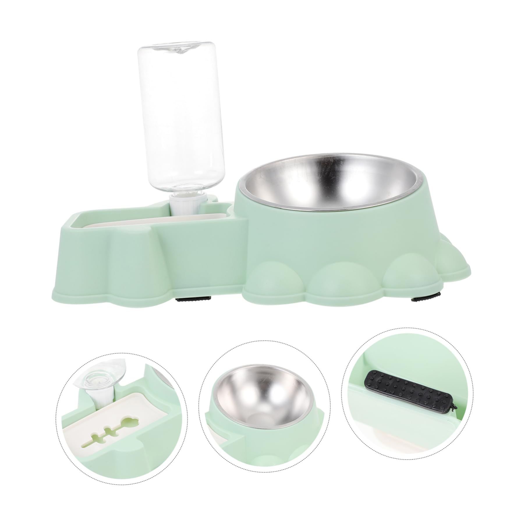 HEMOTON Automatic Pet Feeder and Water Container Dual Bowl for Dogs and Cats Skid Design for Home Use and Travel