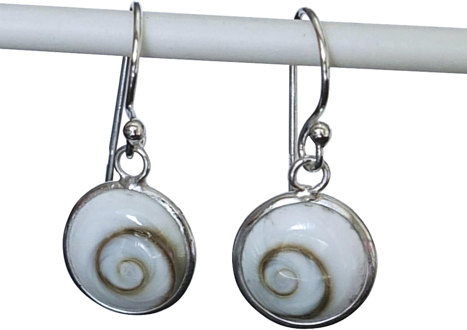 Handmade Shell Dangle Earrings, 925 Sterling Silver, Round Shell 10mm Drop Earrings, Dangling Earrings for Women, Tarnish & Water Resistant, By MiYa Jewelry Creations