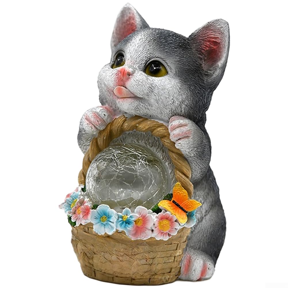 Statue chat en résine pour illuminer votre terrasse et sublimer vos soirées d'été