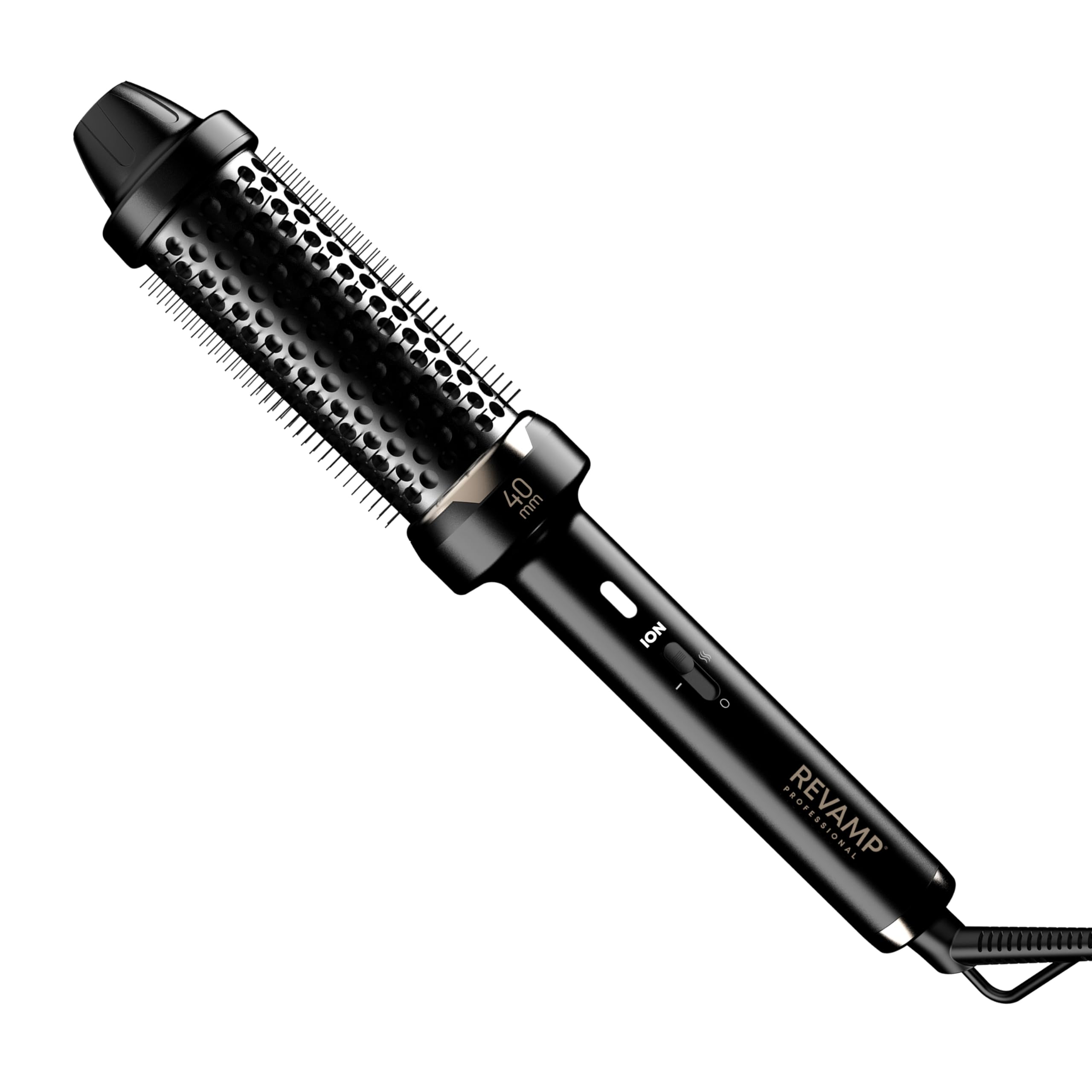 Revamp Thermobürste für mehr Volumen und seidiges, glänzendes Haar - Lockenbürste mit Ionendüse, schnelles Aufheizen, 2 Einstellungen, einfach zu bedienen, ergonomisch, 3m-Kabel, Schwarz