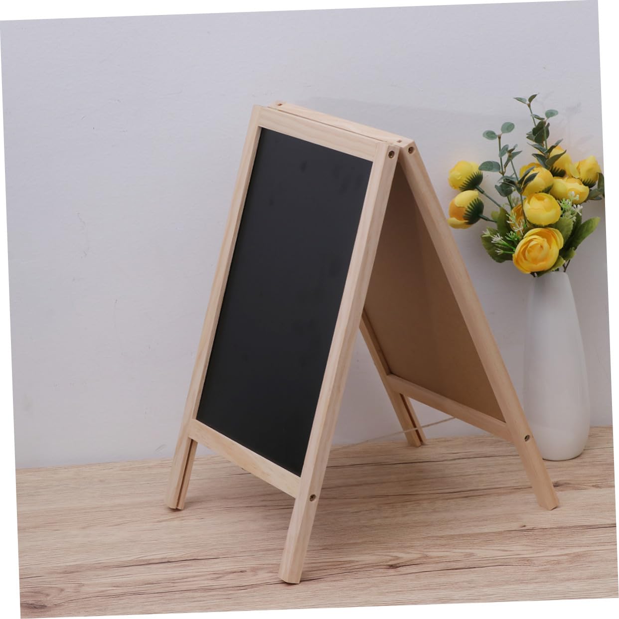 Mini Tableau Noir Double Face 25x40 Cm sur Chevalet Bois, Support Trépied Stable, Ardoise pour Comptoir de Bar et Garçon et Filles, Panneau Mémo la Cuisine Couleur Aléatoire