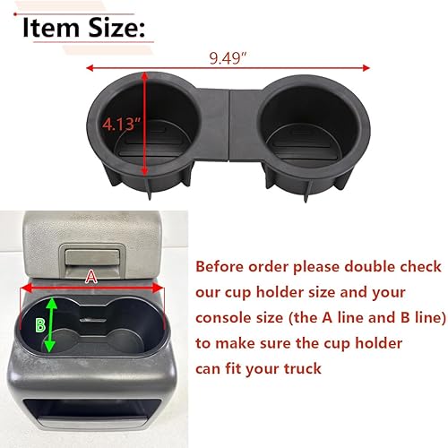 Miniatura 3 de RLB-HILON Soporte para tazas compatible con Ford F150 con consola Flow Through 2004-2008 / F150 sin consola de flujo a través 2004-2014 / Expedition