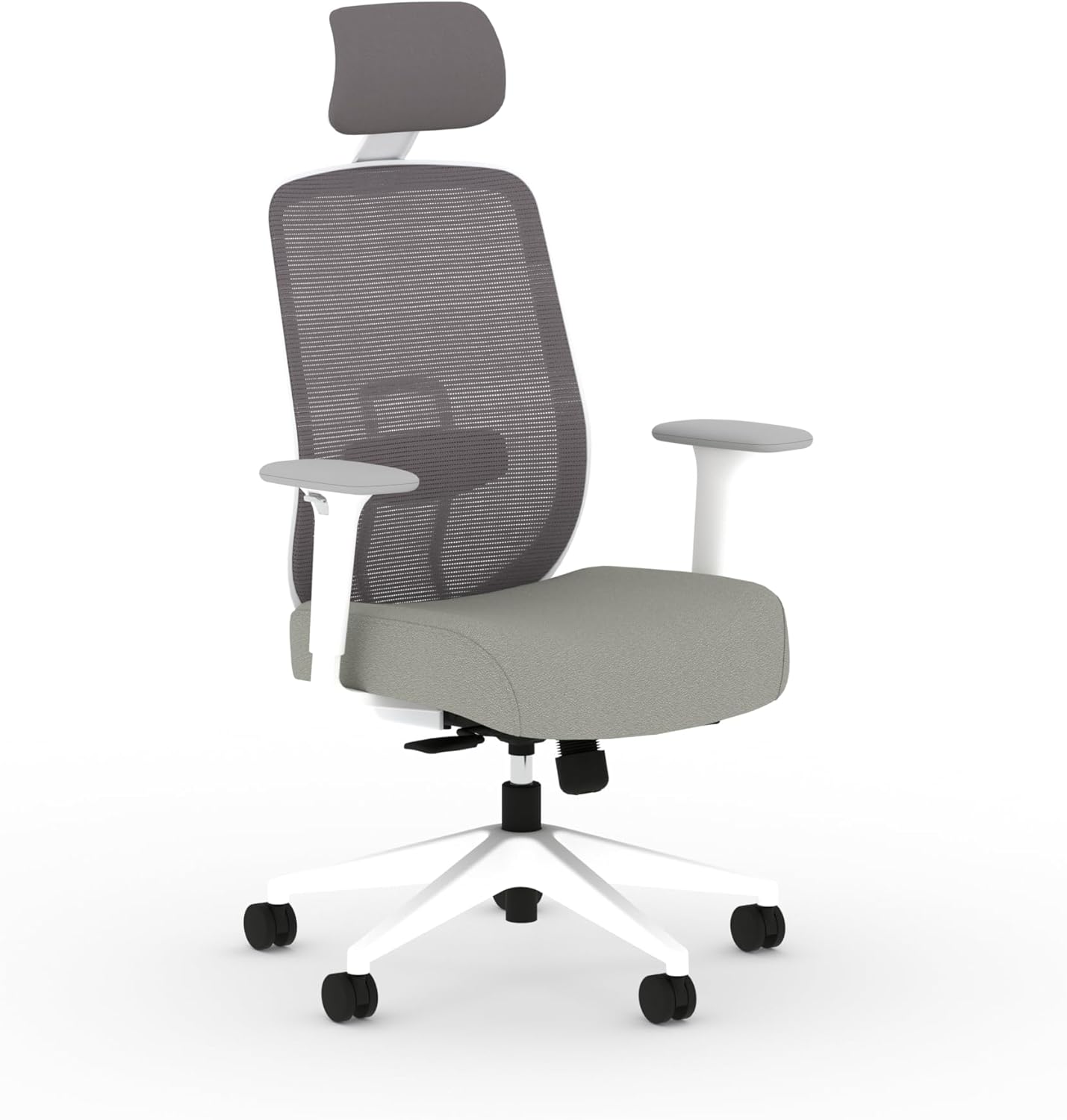 HON Altern Ergonomic Office Chair with Headrest, Arms, Wheels, Foam Cushion Seat, Mid Back Home Office Desk Chair Comfy, Gaming Chair, Height Adjustable Arms, Synchro-Tilt, White Frame, Fog