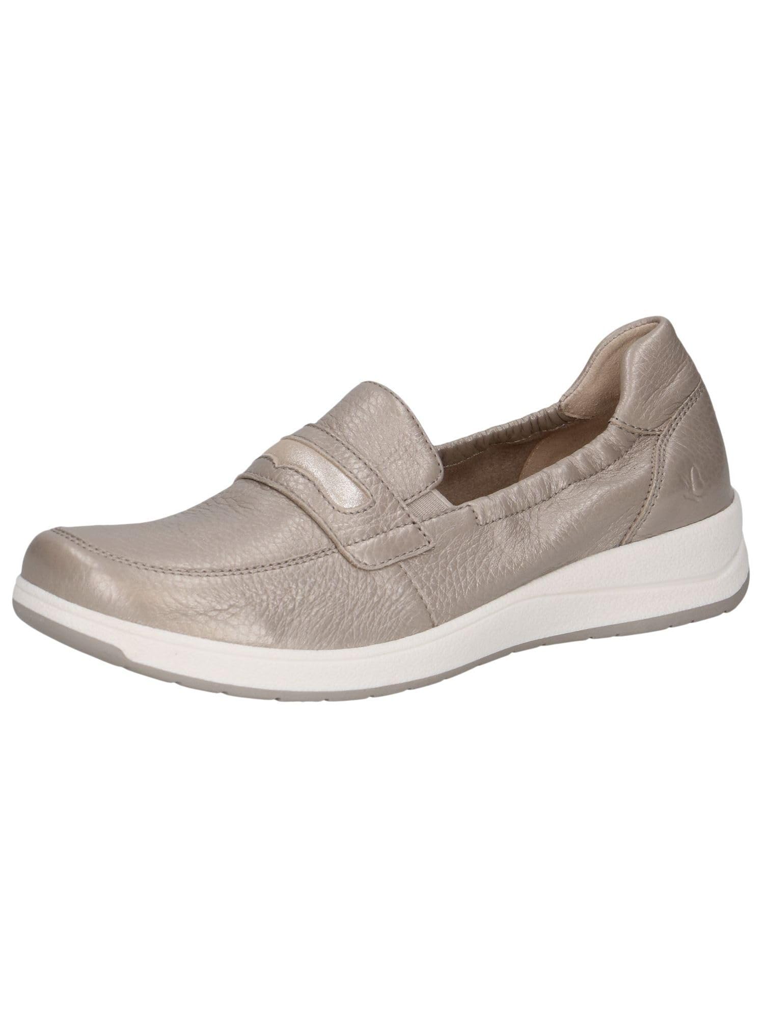 CAPRICE Comfort Women's Leather Loafers Comfortable, Gray (Stone Per.Deer), 3.5 UK