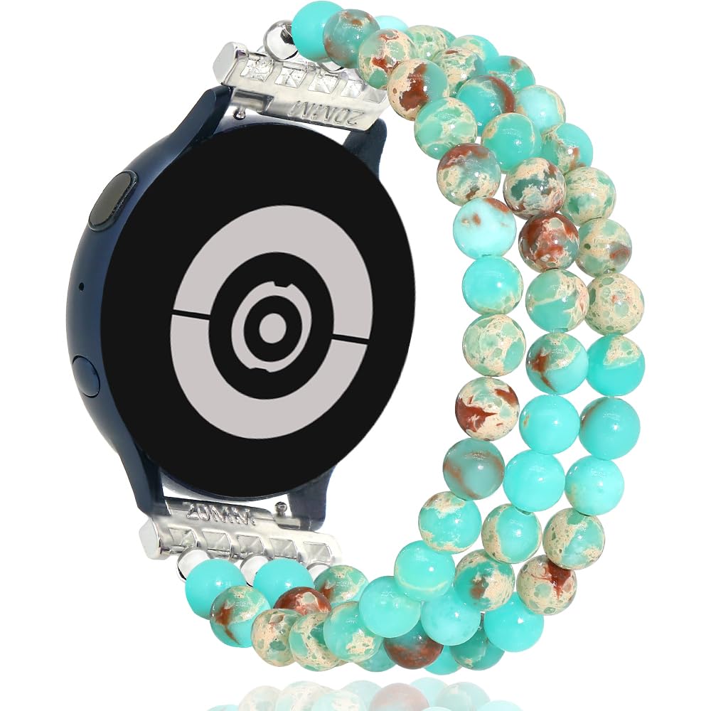 LuReen Beaded Bracelet Band Compatible with Galaxy Watch 7/6/5/4 40mm 44mm/Watch 6 Classic 43mm 47mm/Watch 5 Pro 45mm/Watch 4 Classic/Active 2 Band,