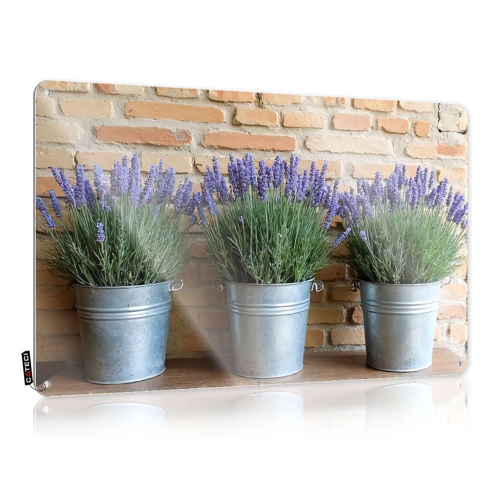 Three Buckets Of Lavender Flowers. Tinsign Entryway Hanging | Chic Plaque Warning Vintage Metal Wall Decor(30X40CM)