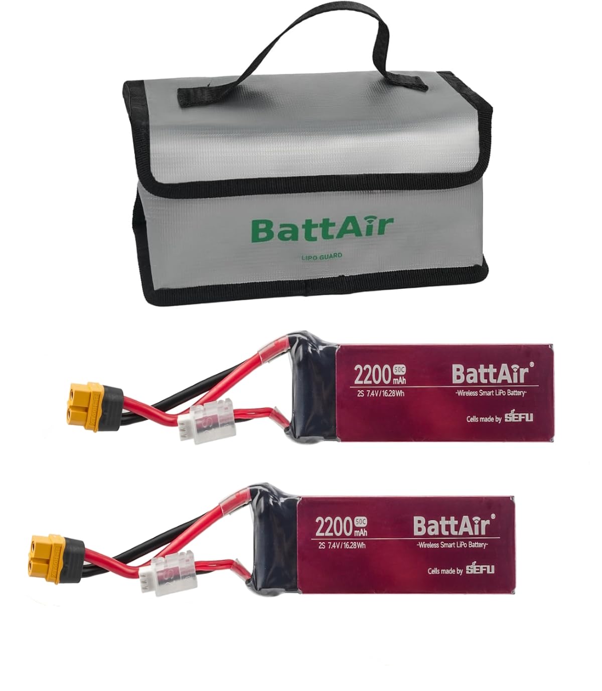 ISDT BattAir Smart Battery for RC Car, 2S 2200mAh 50C for RC Plane (2 Packs)