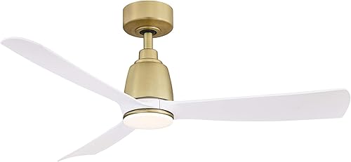 Miniatura 2 de Fanimation Kute Ventilador de techo para interiores y exteriores con aspas blancas mate de 44 pulgadas, latón satinado cepillado Latón satinado