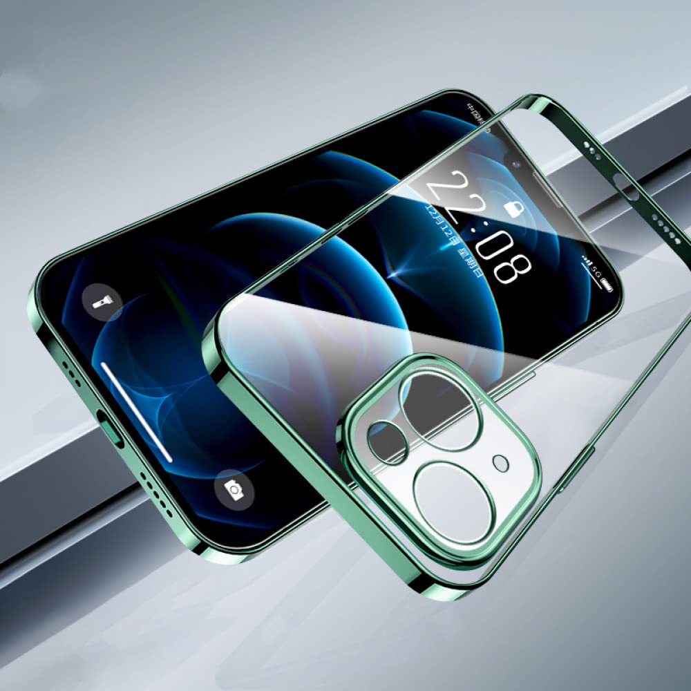 Housse iPhone 12 transparente finition placage de luxe vert menthe