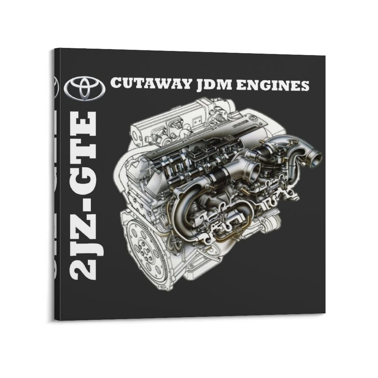 JUNNA JDM Car Poster 2JZ-GTE ENGINES CUTAWAY Decorative Painting Canvas Wall And Art Picture Family Bedroom Decor 12x12inch(30x30cm)