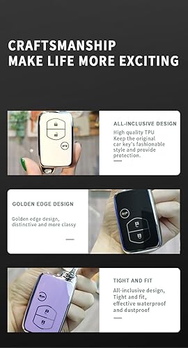 Miniatura 5 de HIBEYO Funda para llavero de TPU para Toyota Camry Land Cruiser Prado 4Runner Venza Prius Crown Avalon Highlander Rav4, accesorios para llave,