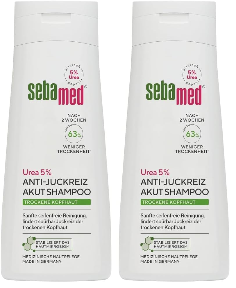Sebamed 5% Urea Anti-Juckreiz Shampoo 200 ml, bei trockener Kopfhaut, sanfte seifenfreie Reinigung, lindert spürbar Juckreiz der trockene Kopfhaut, spendet Feuchtigkeit, Shampoo für Damen und Herren