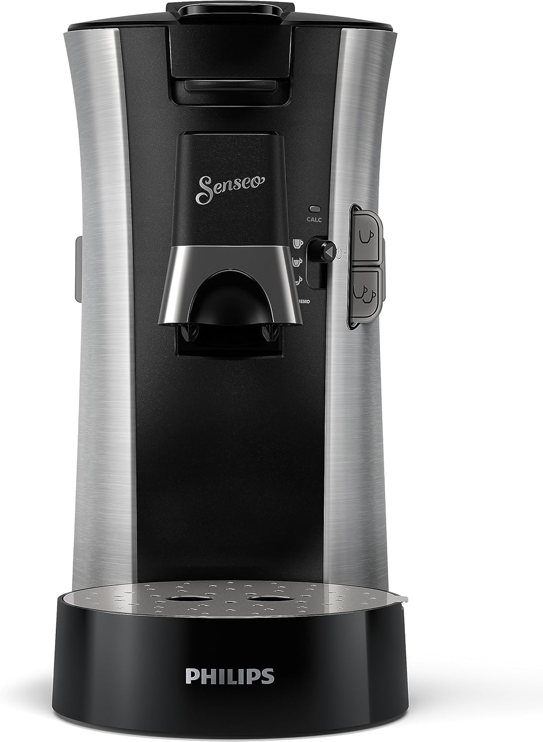 Philips Senseo Select Kaffeepadmaschine Bundle mit 66 Kaffeepads, 3 Kaffeespezialitäten, Memo-Funktion, Crema Plus, Intensität Plus, aus recyceltem Plastik, 0,9L, Gebürsteter Stahl (CSA250/10)