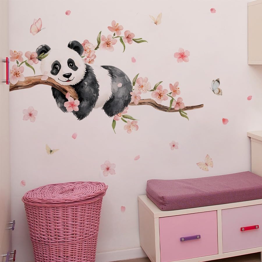 COVPAW Panda Sticker mural autocollant pour chambre d'enfant, salon, chambre à coucher, maternelle, meubles, etc. Motif panda sur branche