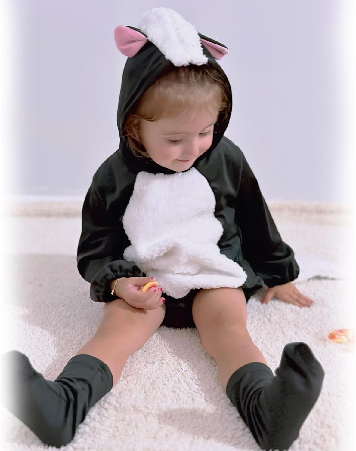 HINTINA Infant Baby Girl Animal Romper Hooded Bodysuit With Socks Halloween Christmas Outfits Fall Winter Clothes Set