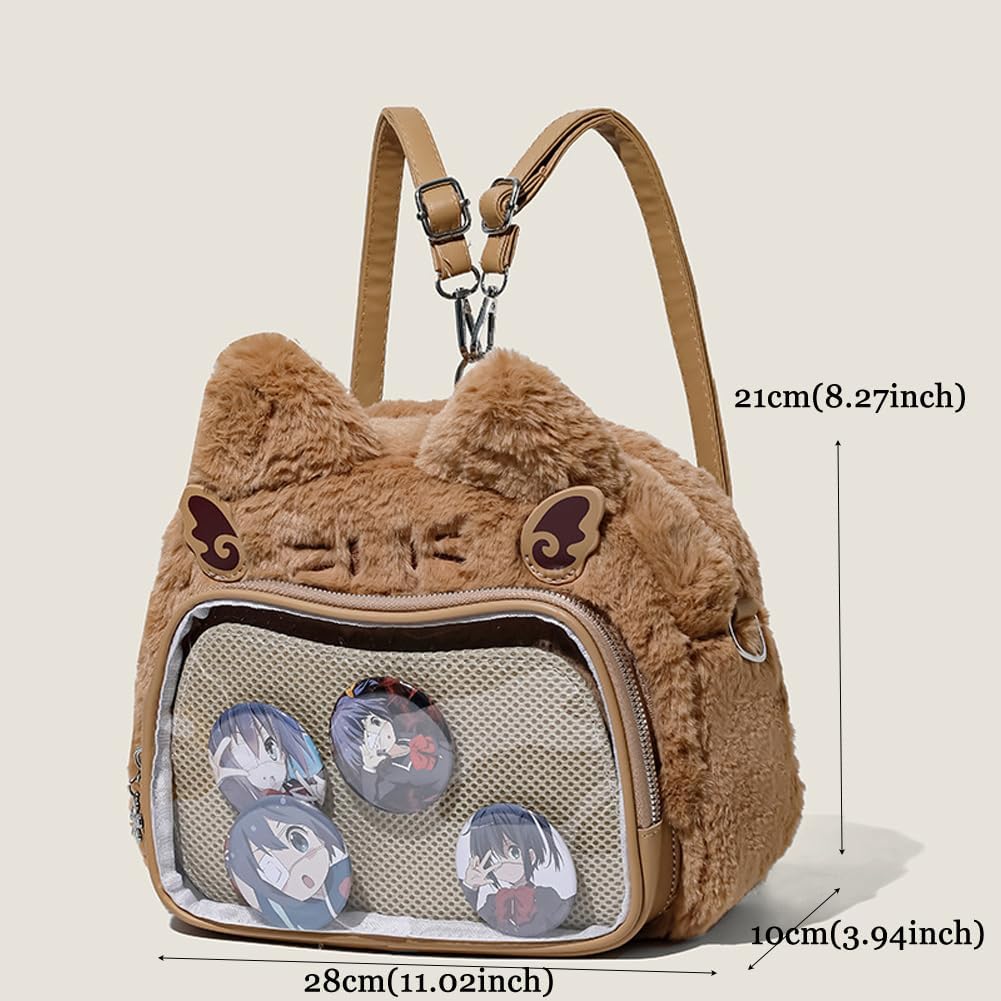 Cute Cat Ita Bag Pin Display Backpack Kawaii Furry Ita Bag Crossbody Y2k Aesthetic Shoulder Purse(Pins NOT Included) - Image 6