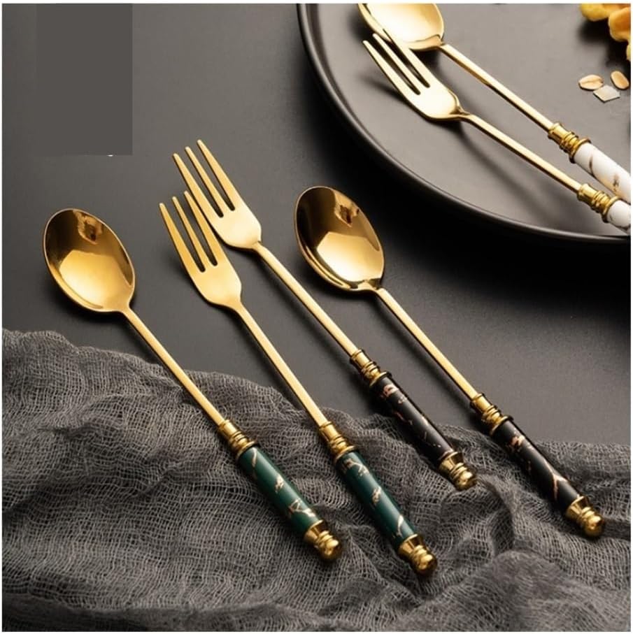 Cooking Spoons Stainless Steel Table Spoon, Fruit Fork, Afternoon Tea Dessert Spoon(White)