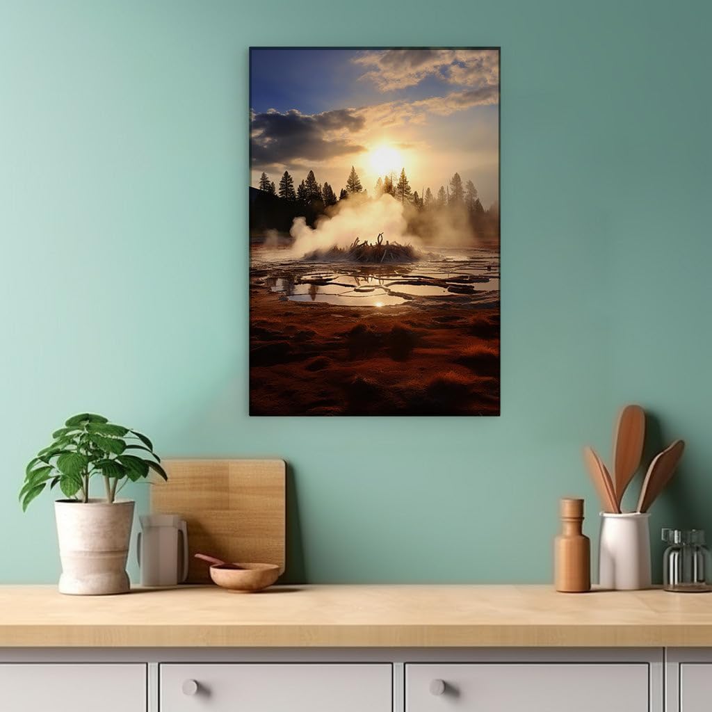 Canvas for Living room. Dawn or Dusk: Reflecting Serenity in Nature's Embrace, 27 x 18 inch Canvas Wall Art - Contemporary Masterpieces - Modern Home Decor