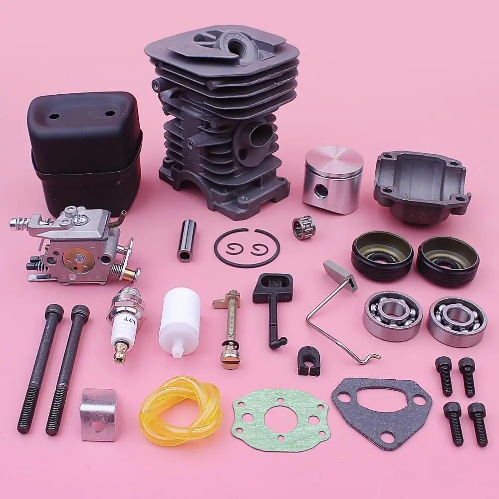 Kit di riparazione marmitta carburatore pistone cilindro da 40 mm, for motosega Husqvarna 136 137 141 142 530069941 530071987 530069415 Kit cilindro motosega