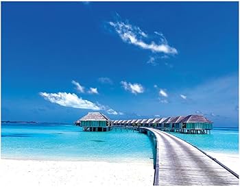 青い海と空のアートプレート 小さな南の島アートプレート✳︎海レジンアート オーシャンアート | 花