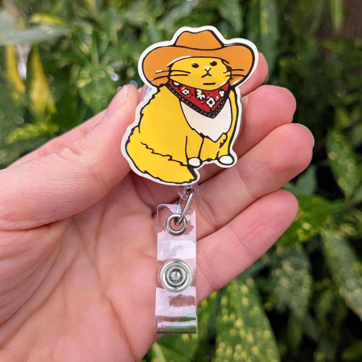 Funny Cowboy Cat Badge Reel For Nurses & Teachers - Retractable, 24" Cord, Acrylic With Alligator Clip - View #7