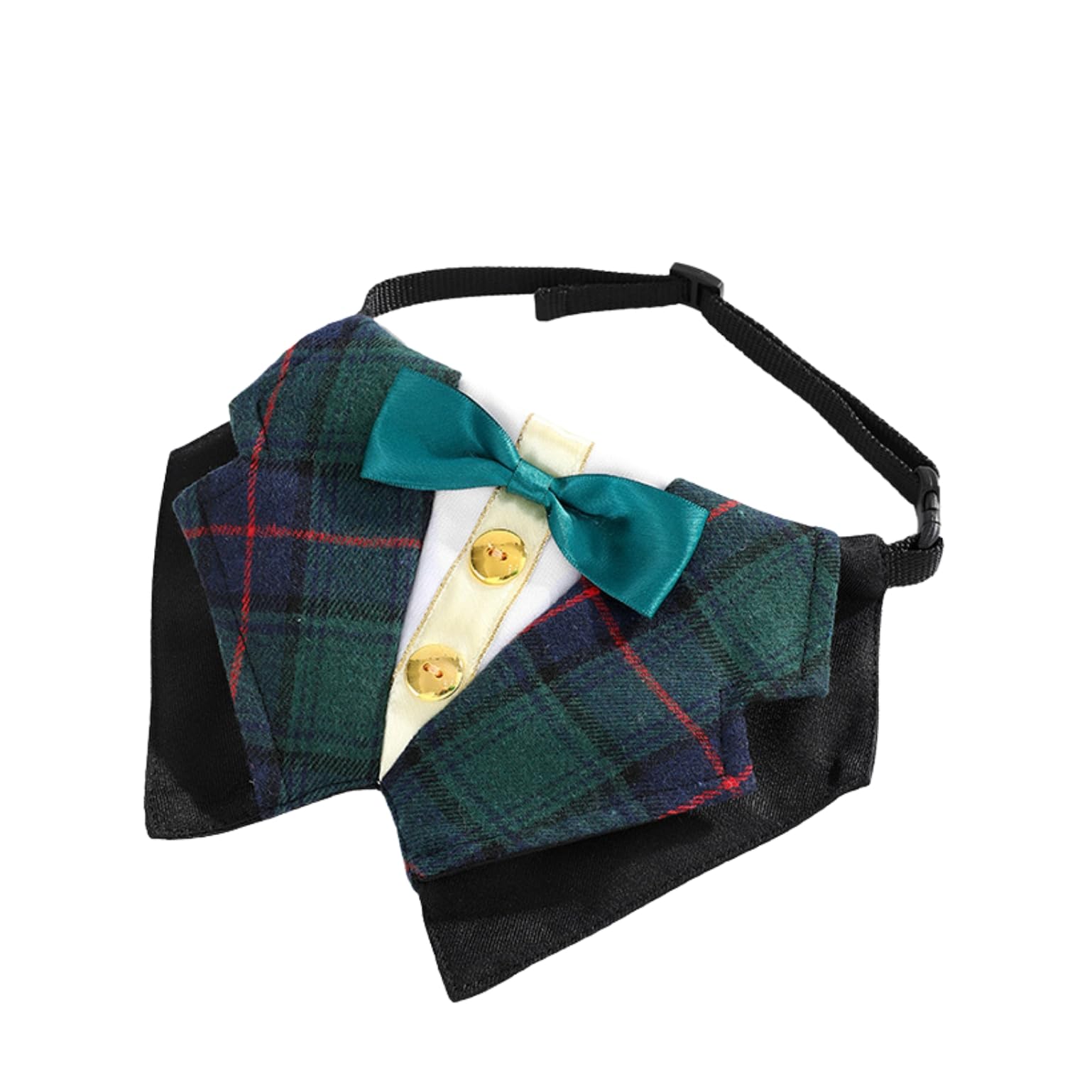Small Dog Tuxedo Bandana,Formal Dog Wedding Bib Kerchief Adjustable Dog Valentines Bowtie Scarf Party Tux for Cat Puppy Small Dog_M(Green) - Image 4