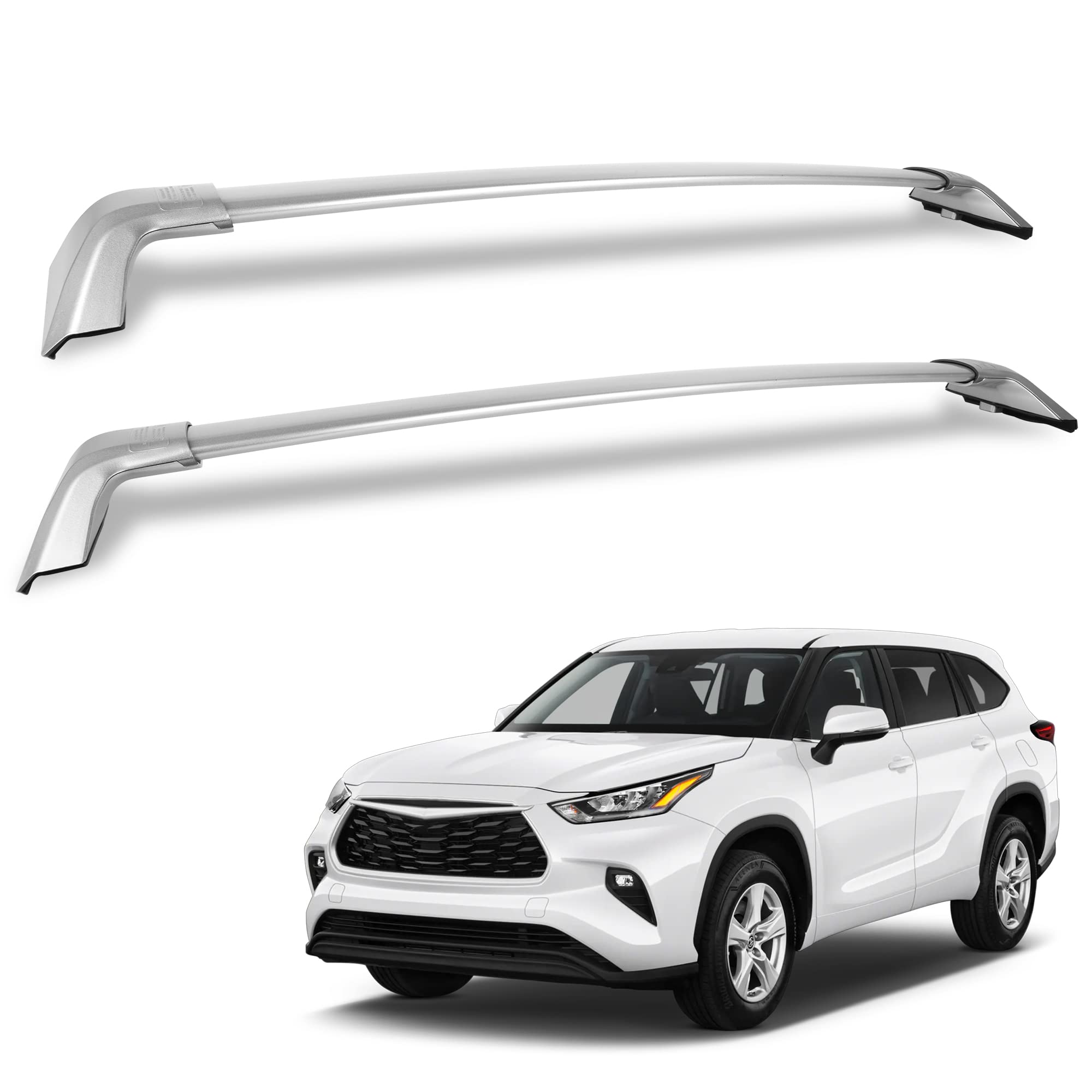 ASOPARTS Silver Roof Rack Cross Bars Compatible with 2020-2023 Toyota Highlander XLE＆Limited＆Platinum, Aluminum Crossbars for Rooftop Luggage Cargo Carrier Canoe Kayak Bike