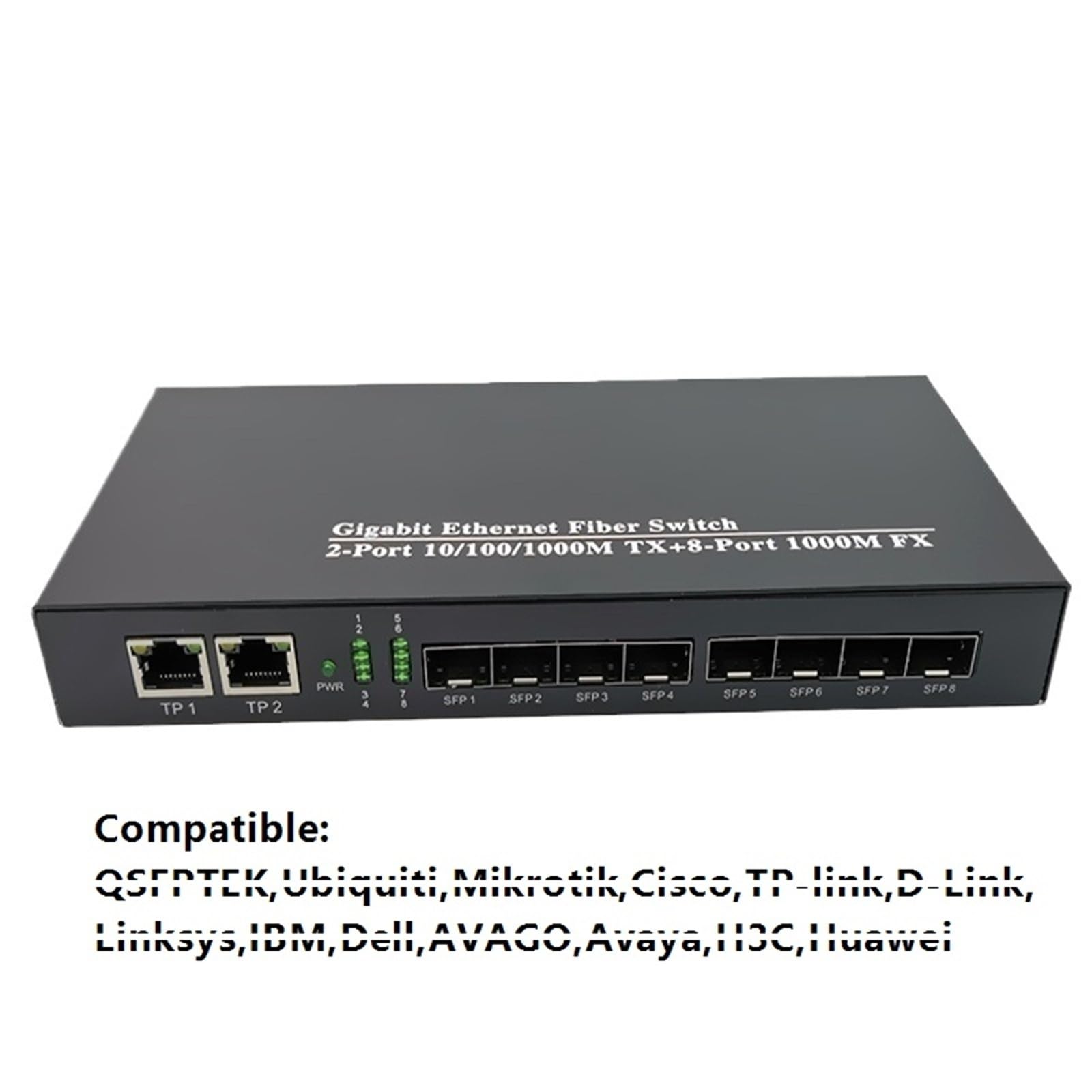 Konwerter mediów 8 sfp 2rj45 konwerter mediów, przełącznik światłowodowy Gigabit do kamery IP, światłowód UTP(z sfp 4A4B LC)