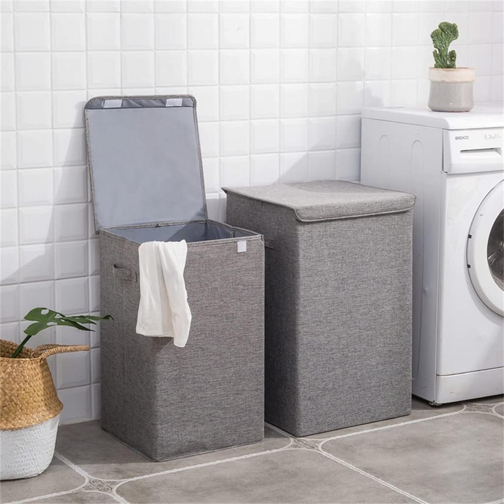 Cotton Laundry Basket with Cover Bathroom Large Kitchen Storage laundry Hamper image 2