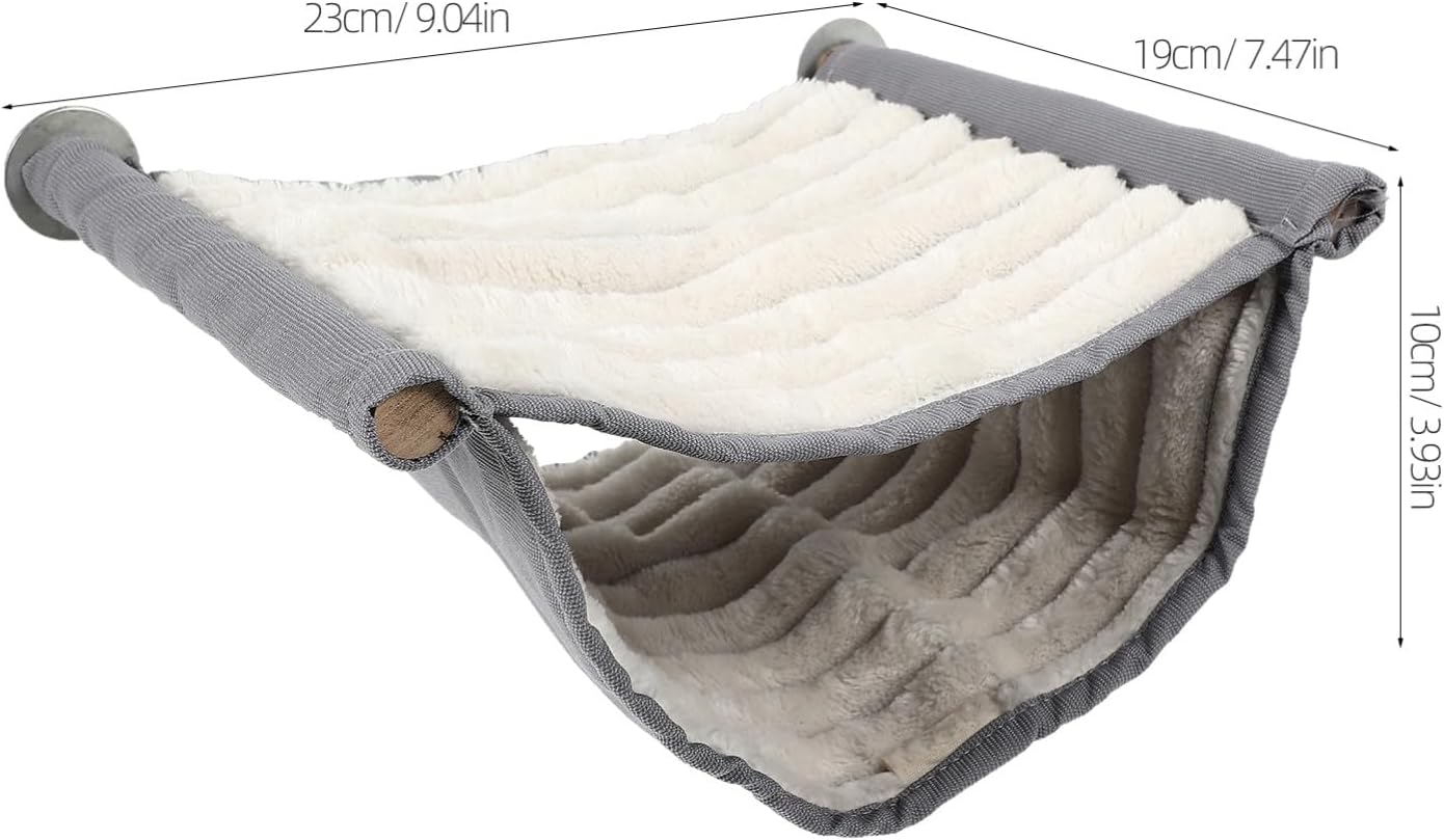 GANAZONO Pet Hanging Bed Hammock Warm Plush Swing Bed Removable Washable Gray L for Hamsters Small Animals Cage Accessory