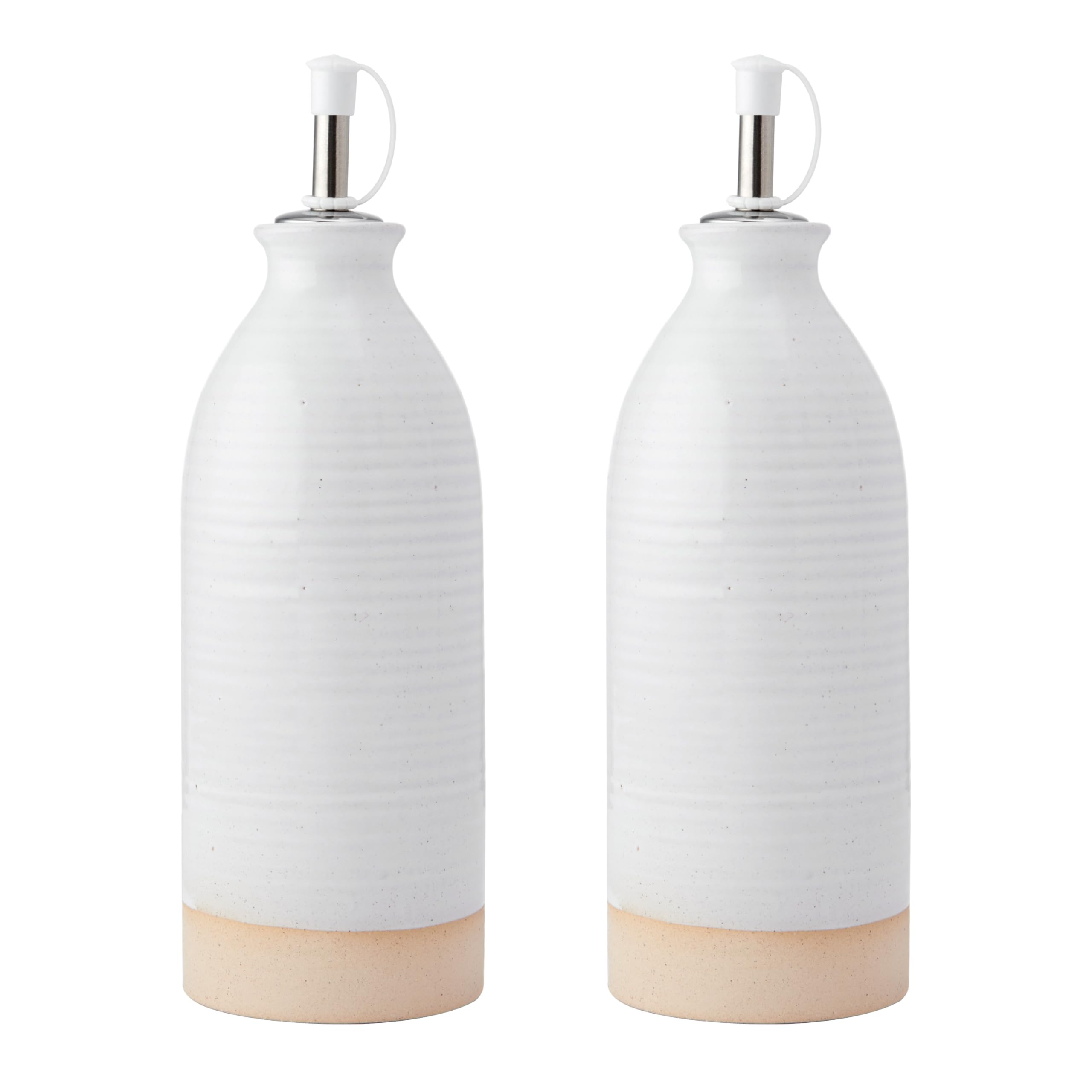 KitchenCraft Idilica Stoneware Oil and Vinegar Bottles, Set of 2 Ceramic Oil and