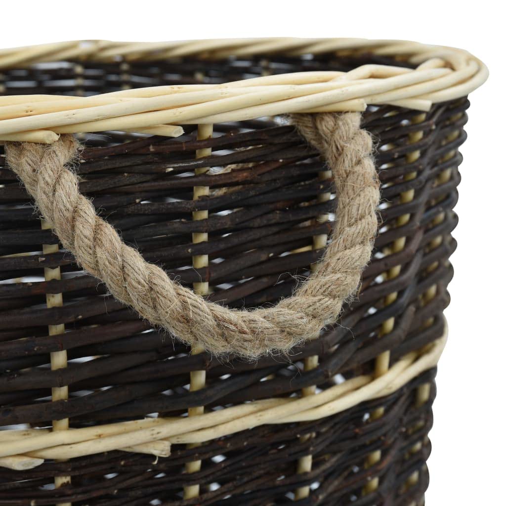 Mangloder Holzkorb aus Naturweide mit Trageriemen 57 x 51 x 69 cm braun für Brennholz Feuerholz Halter Aufbewahrung Lagerung Kamin Ofen Garten und Terrasse