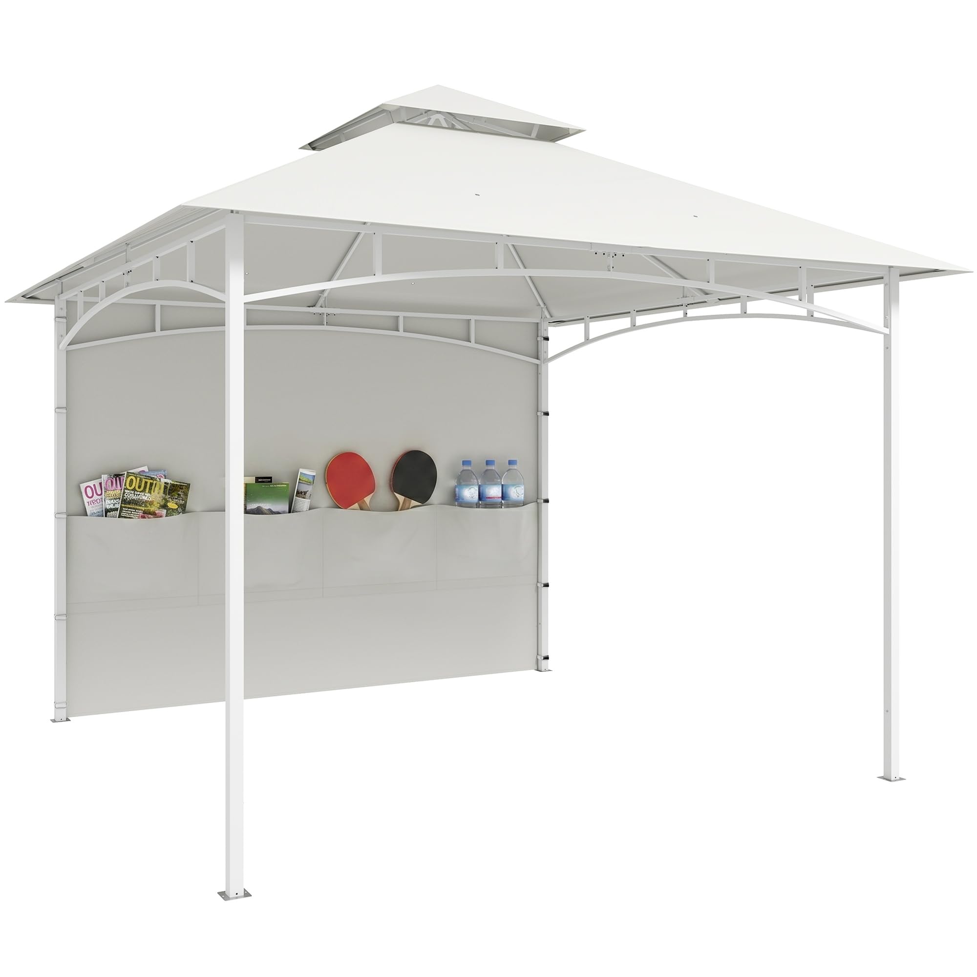 Outsunny Pavillon de Jardin 3 x 3 m Toit Double Tonnelle de Jardin Crème