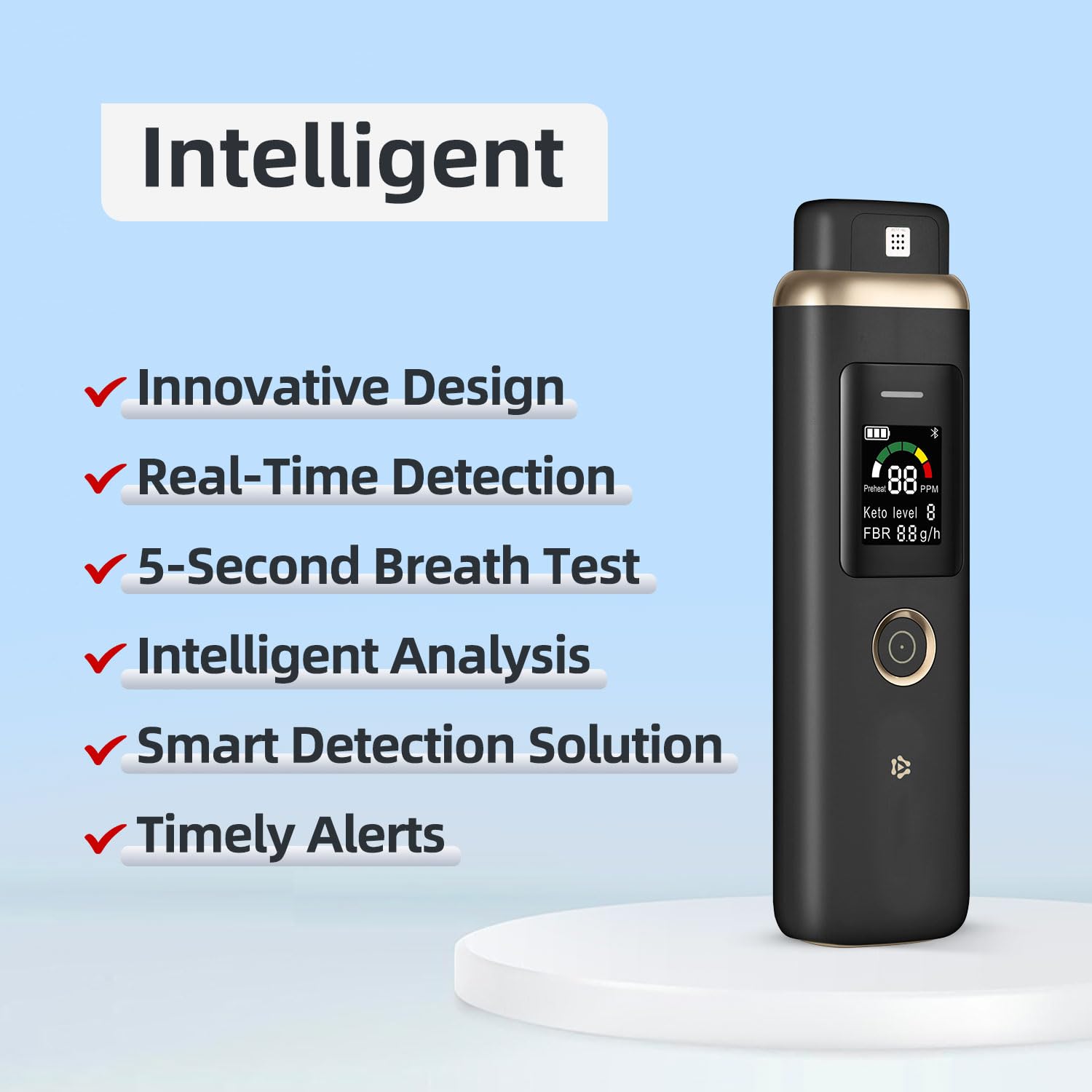 Analizzatore di chetoni respiratori, analizzatore di chetoni respiratori ad alta precisione, tester chetoni recentemente migliorato per monitorare i chetoni e i livelli di chetosi