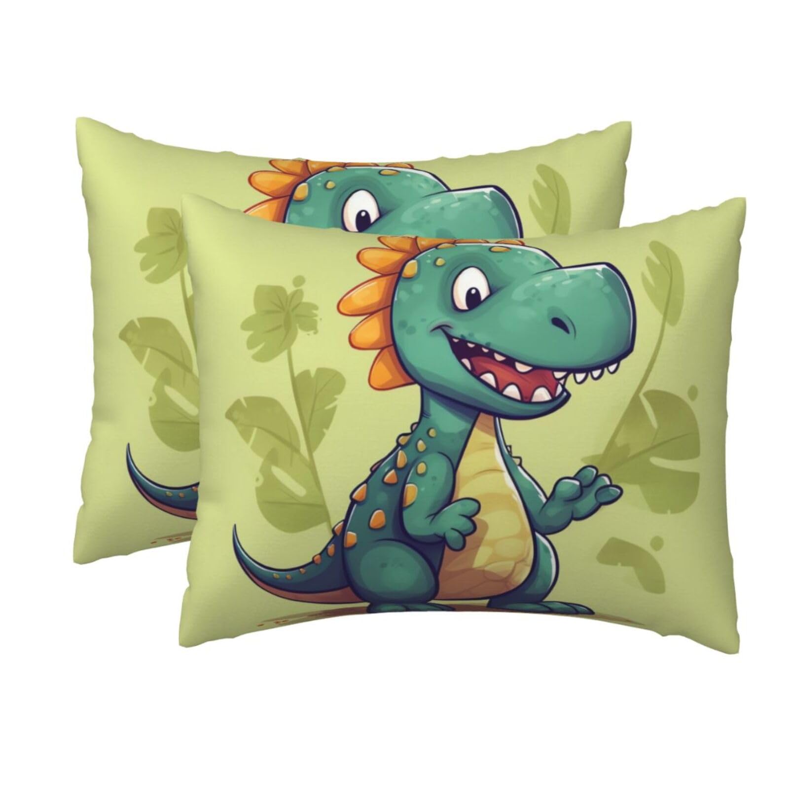 2 Pack Standard Size Pillow Cases for Hair and Skin Soft Breathable Pillow Case Covers with Hidden Zipper Cartoon Dinosaur Pillowcase 20x26 Inches Pillow Cover for Sleeping Gift