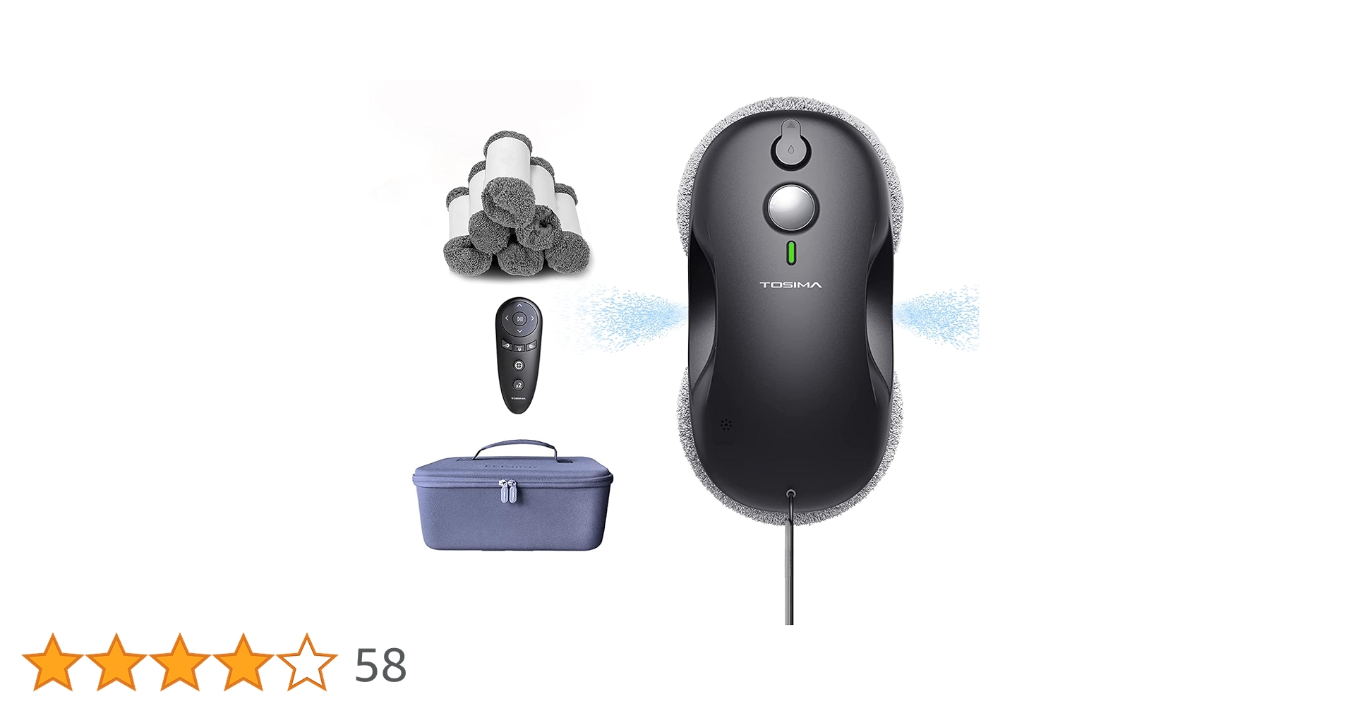 美品　Tosima(トシマ) W2 窓拭きロボット ブラック Amazon | 窓拭きロボット TOSIMA W2 窓掃除ロボット 自動 窓ふき