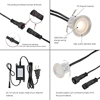 Vista 7 de Tomshine Kit de luces LED empotrables para terraza, paquete de 16 luces de paso de 1.260 in de diámetro para exteriores, impermeables, luces