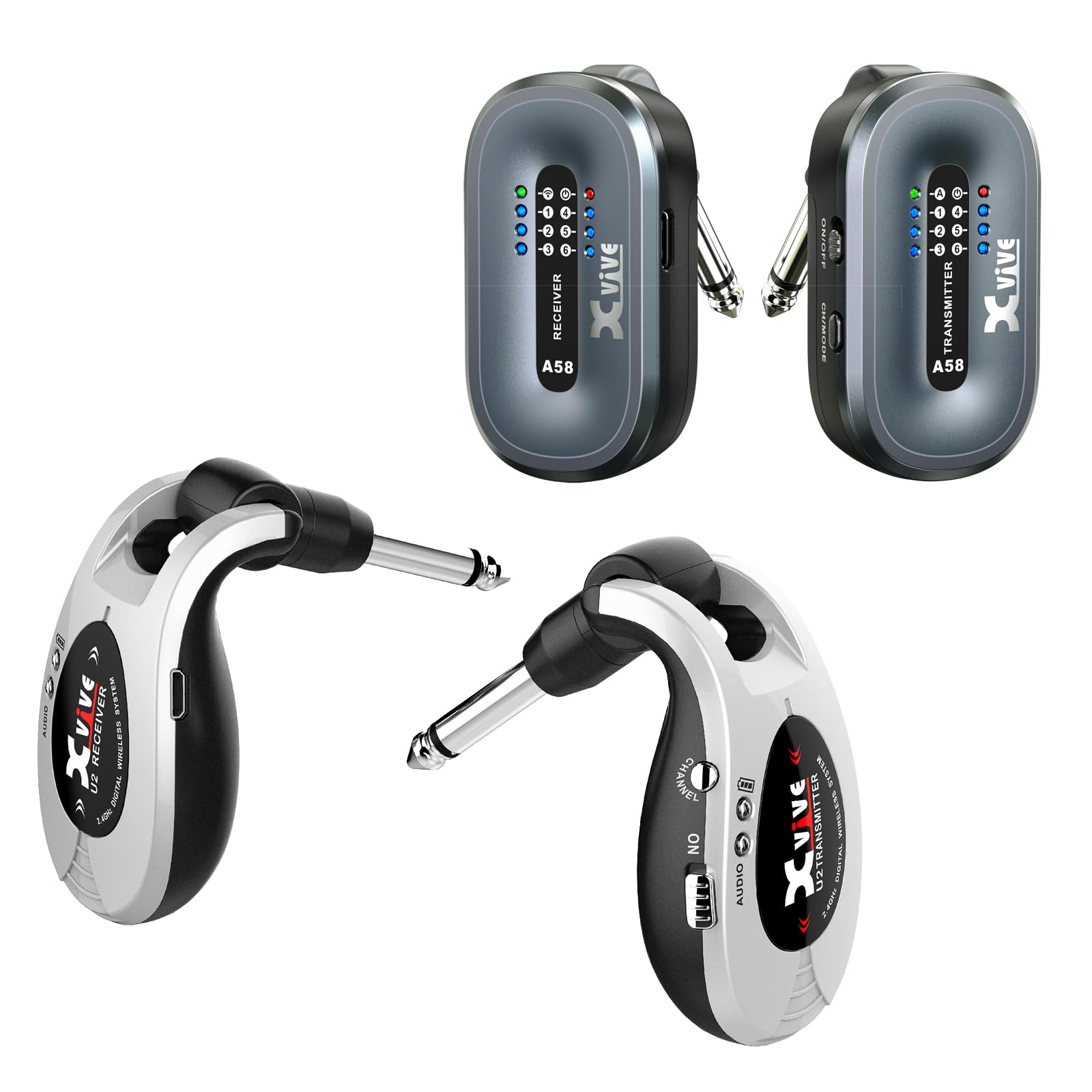 Xvive A58 5.8GHz Wireless Guitar System bundle Xvive U2 Wireless Guitar System