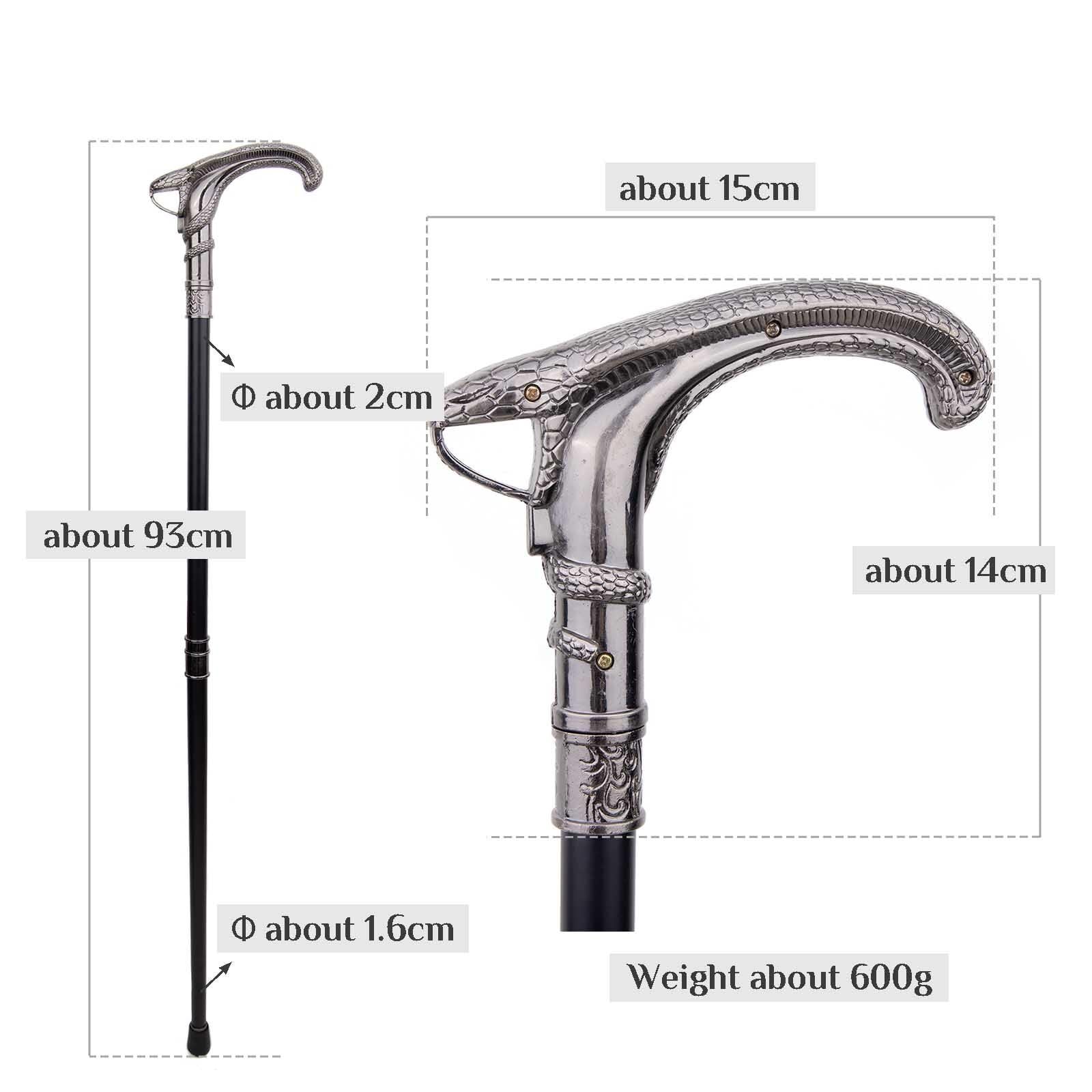 Bastón de Lujo con Cuerpo de Serpiente para Hombre y Mujer, Cetro Antideslizante Extraíble, para Cosplay Fiestas Vintage 93 Cm