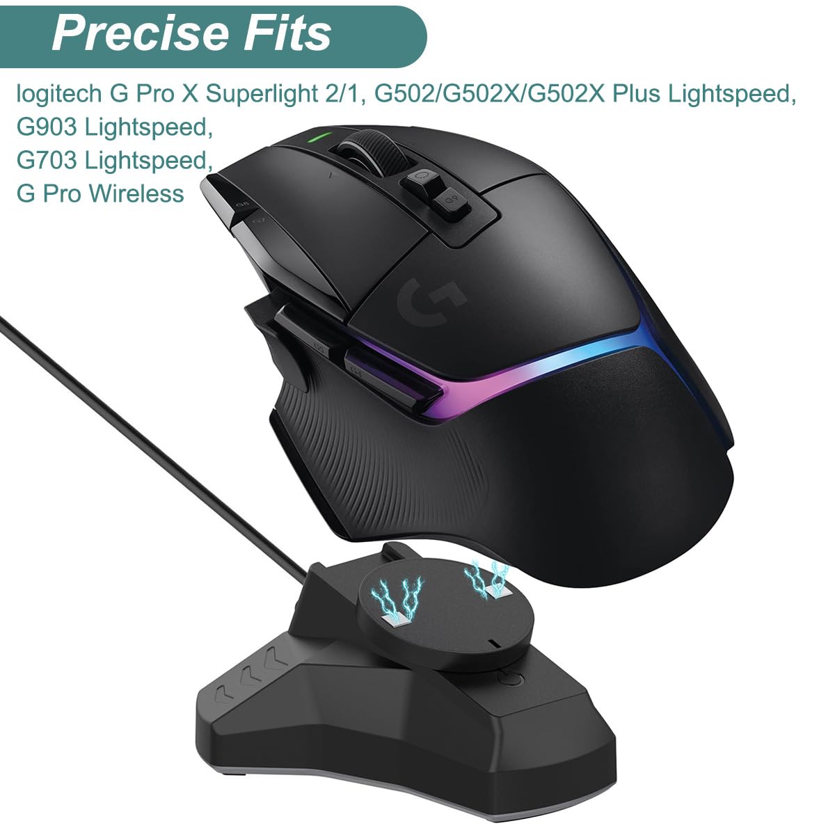 Logitech Superlight Kwnobile Stazione Ricarica Mouse Logitech - Compatibile G PRO X Superlight E Altri Docking Station Mouse - 3