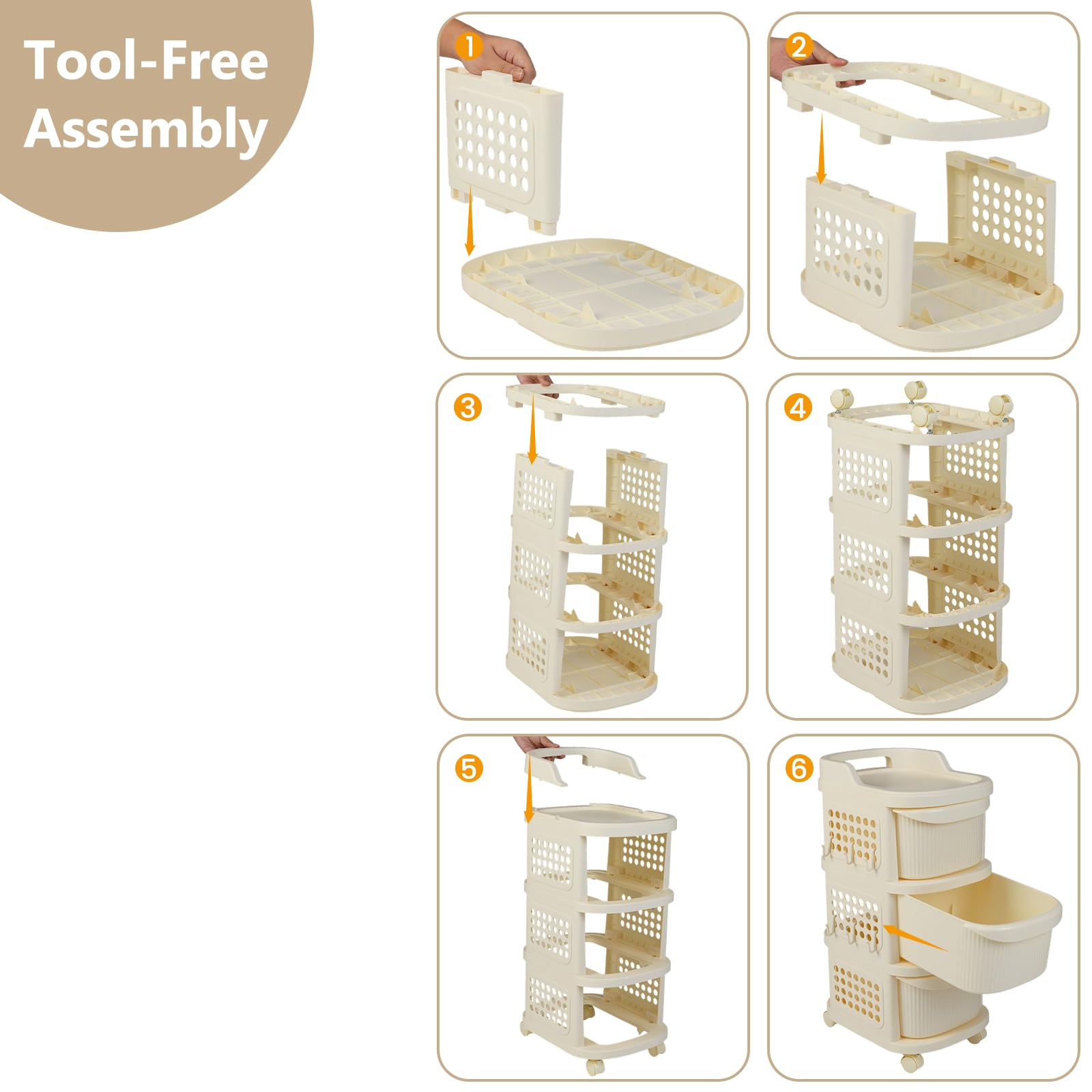 HOMASIS Carro con Ruedas con 3/4 Cajones, Pegboard, Asa y 6 Ganchos, Carro de Almacenamiento Estrecho con Ruedas, Carrito de Cocina, Carrito de Servir, para Cocina, Oficina, Color Blanco