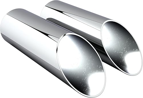 Miniatura 5 de Puntas de escape cromadas de alto rendimiento, corte en ángulo, corte de lápiz, giro hacia abajo, varios tamaños, 2 piezas (9 pulgadas de largo, 2.5