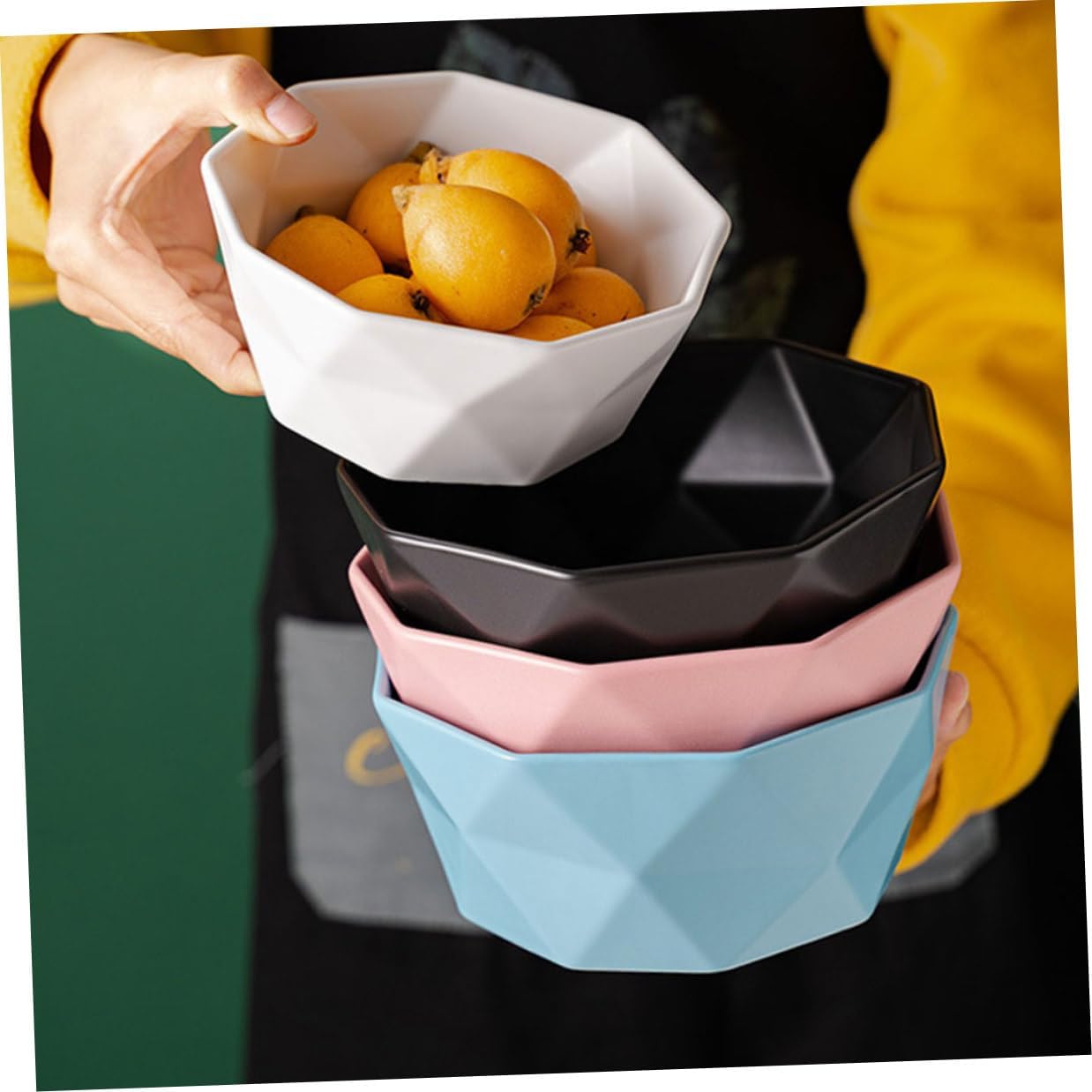 2pcs Small Ceramic Rice Bowls and Dessert Soup Bowls Irregular Shape Black and White Set Home Dining for Everyday Use