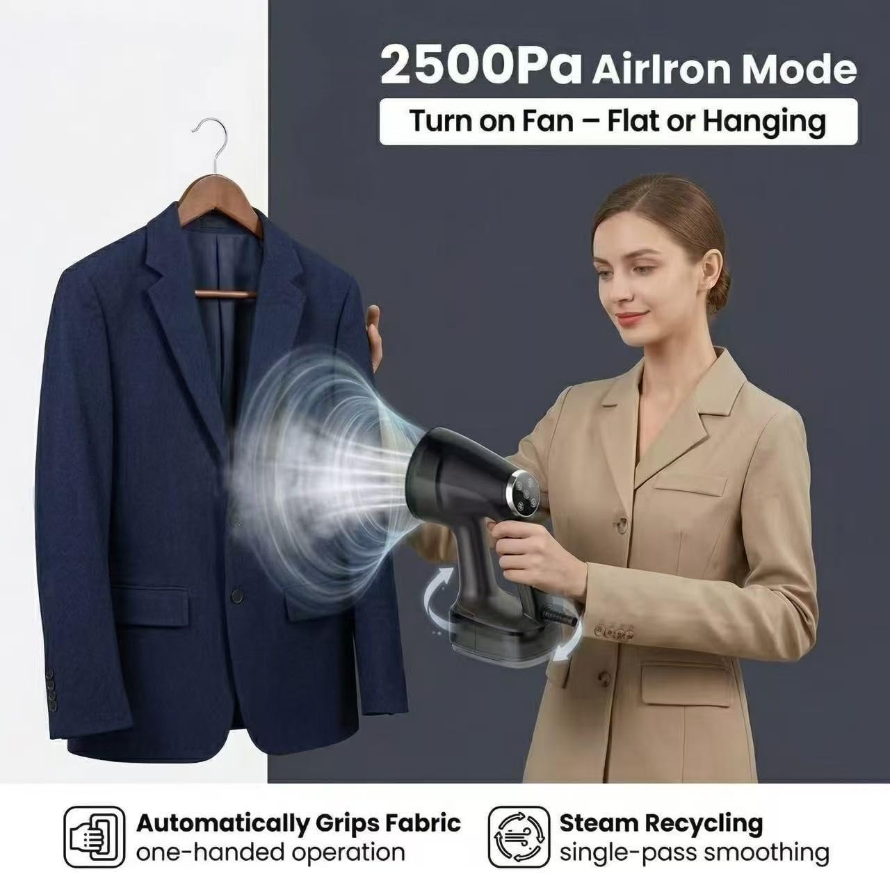 Steamer for Clothes,1200W Handheld Clothes Steamer，2-in-1 Steam & Iron Garment Steamers with Fast Heat-up, for Travel Home Office (Only for 120V)-Black