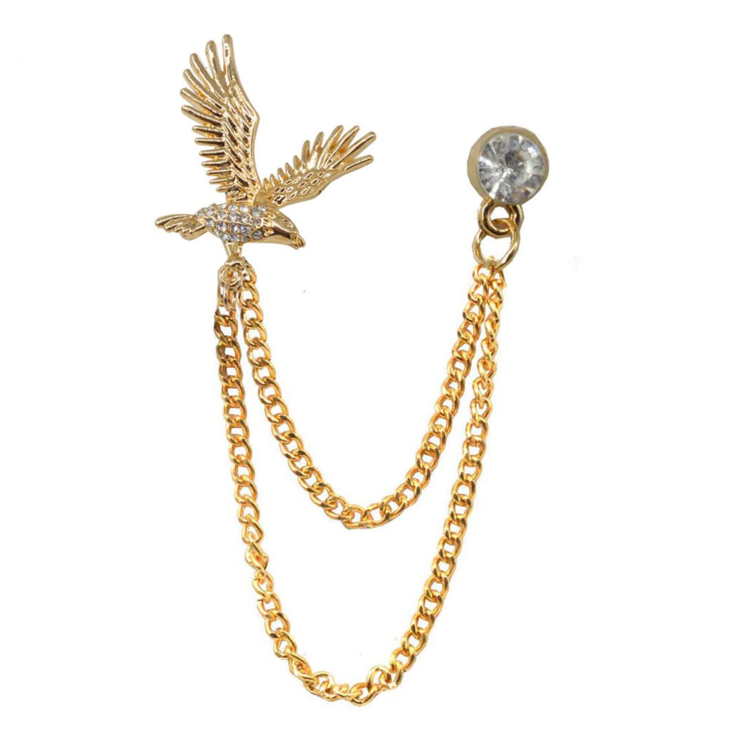aarohi10 Aarohi Jewells Classic Crystal Gold Plated Flying Eagle with Hangging Chain Brooch Lapel Pin for Men And Boys ABRO10Gd-002-picture-33