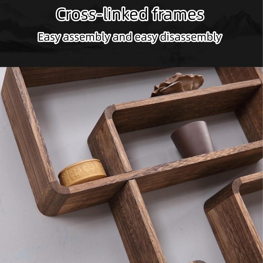 Scaffale multi-cartone in legno – Espositore creativo da parete per casa, ufficio e soggiorno – custodia a croce (grande)