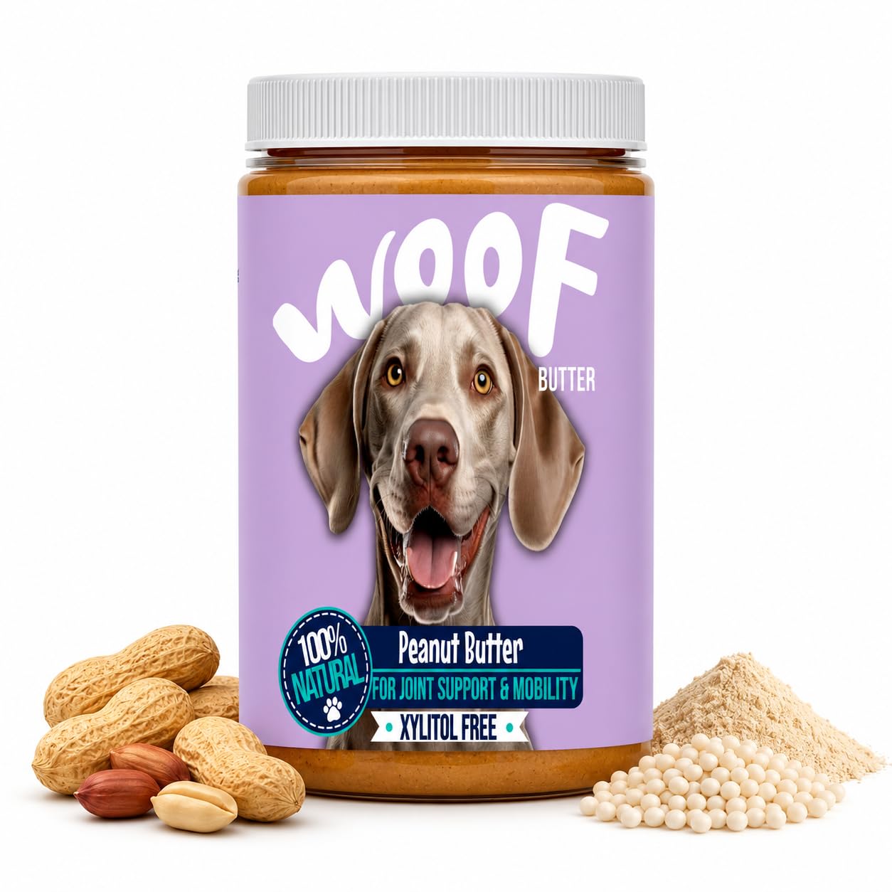 Joint Support Dog Peanut Butter | Xylitol Free Peanut Butter for Dogs | Lick Mats & Enrichment Toys | Woof Butter | 400g