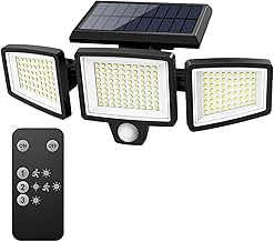 Quick Sense: Solar Outdoor Lights 2500LM 210 LED Security Lights with Remote Control,3 Heads Motion Sensor Lights, IP65 Waterproof,270° Wide Angle Flood Wall Lights with 3 Modes-picture-24