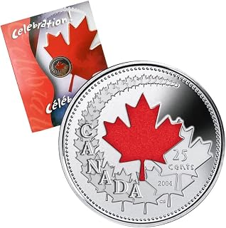 Royal Canadian Mint 2004 25 Cents Maple Leaf Canada Day Coloured Coin, P
