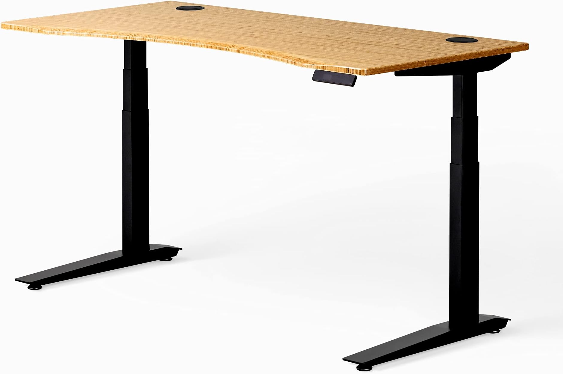 Jarvis Standing Desk Bamboo Top - Electric Adjustable Height Sit Stand Desk - 3-Stage Extended Range Frame with Memory Preset Handset Controller by Fully (Black, 180 x 80 cm Contour)